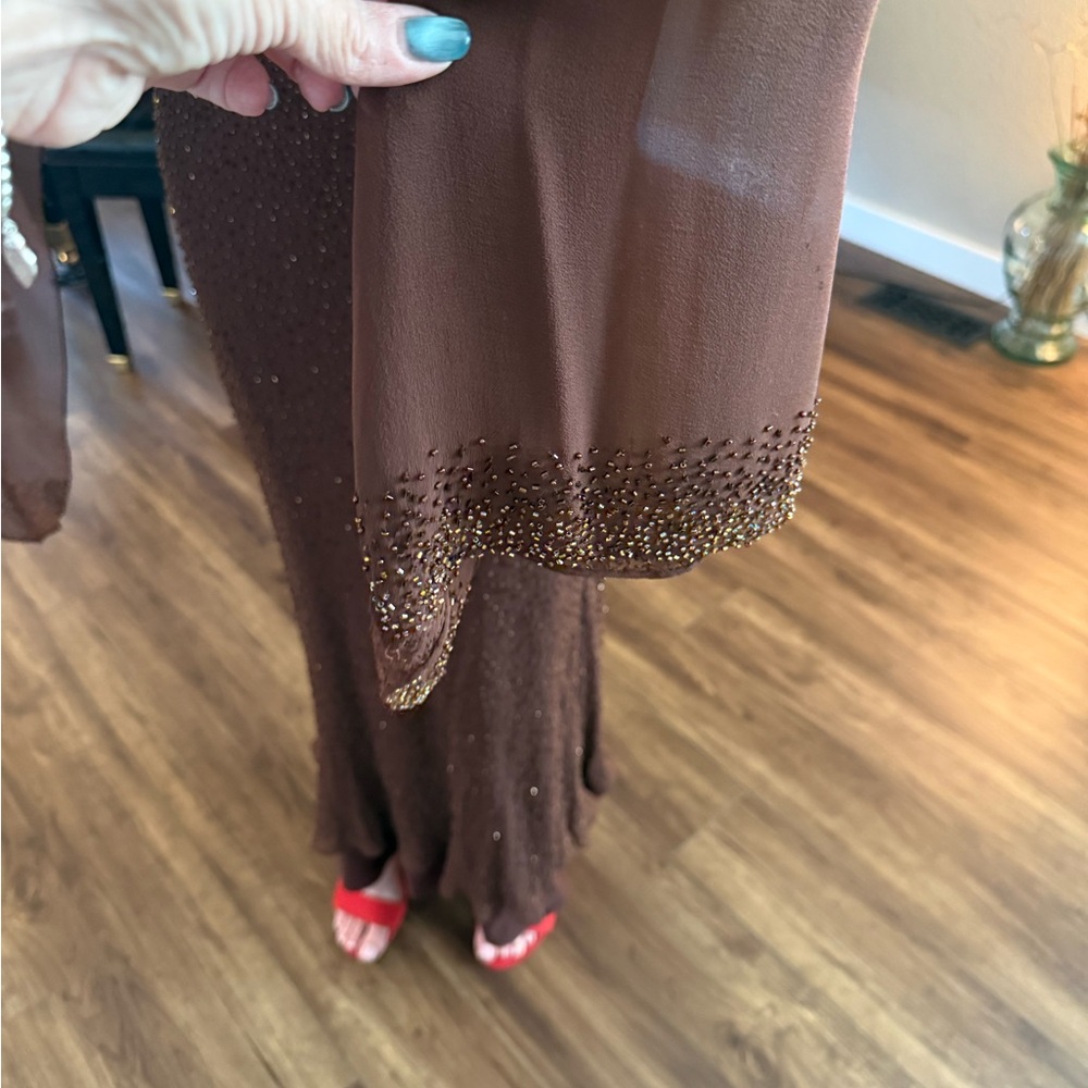 Sue Wong designer Brown Beaded Dress - Picture 4 of 11